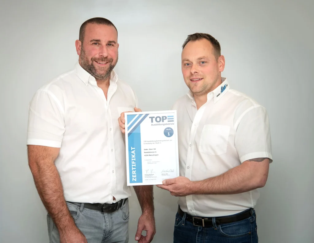Gebrüder Oser als Top-Ausbilderbetrieb Gipsergeschäft